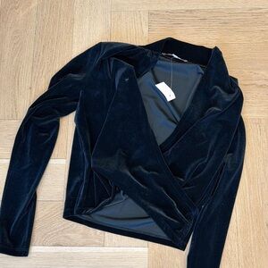 LOFT Black Velvet Wrap Top